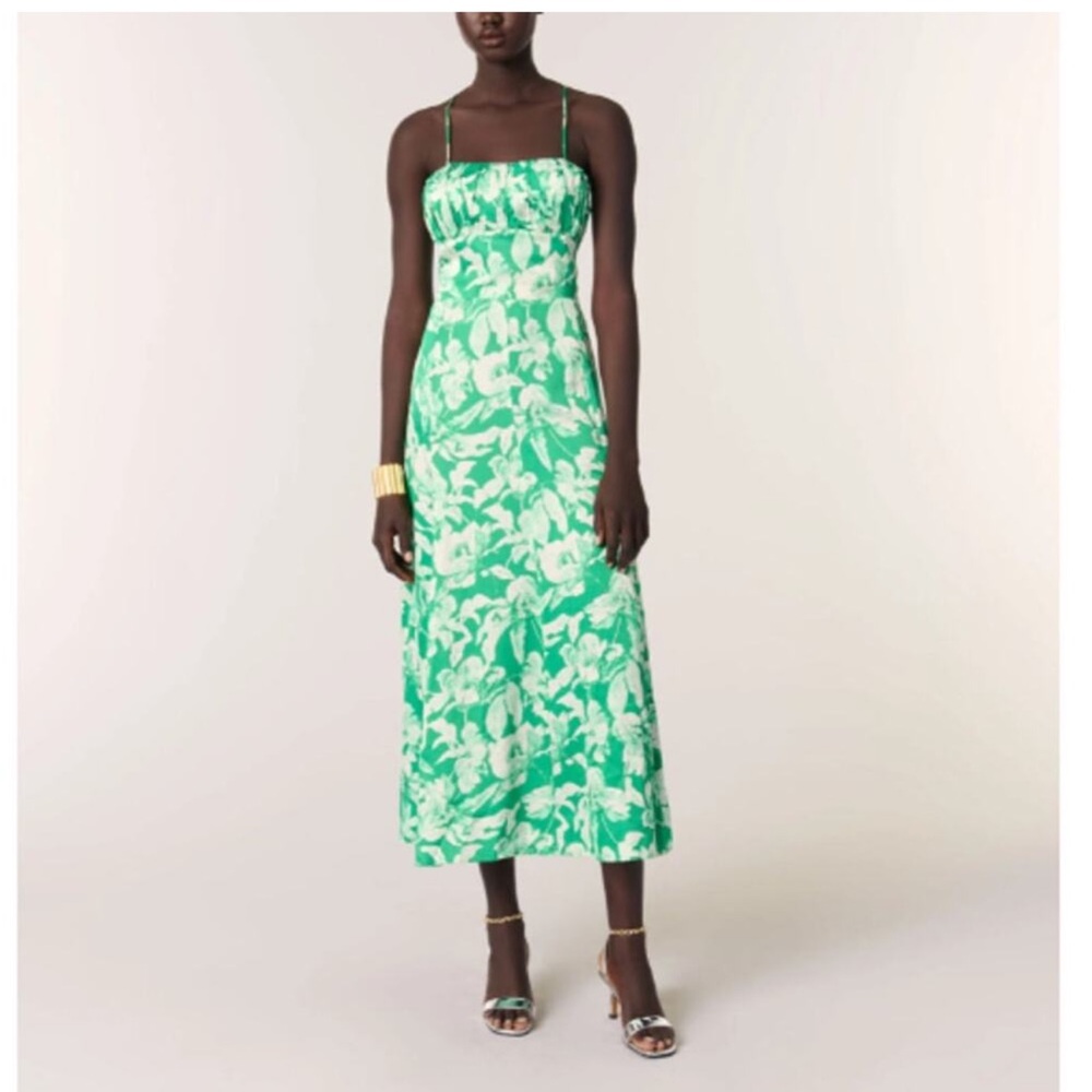 NWT Maje Ecru Green Imfrime Patterned Floral  Dress